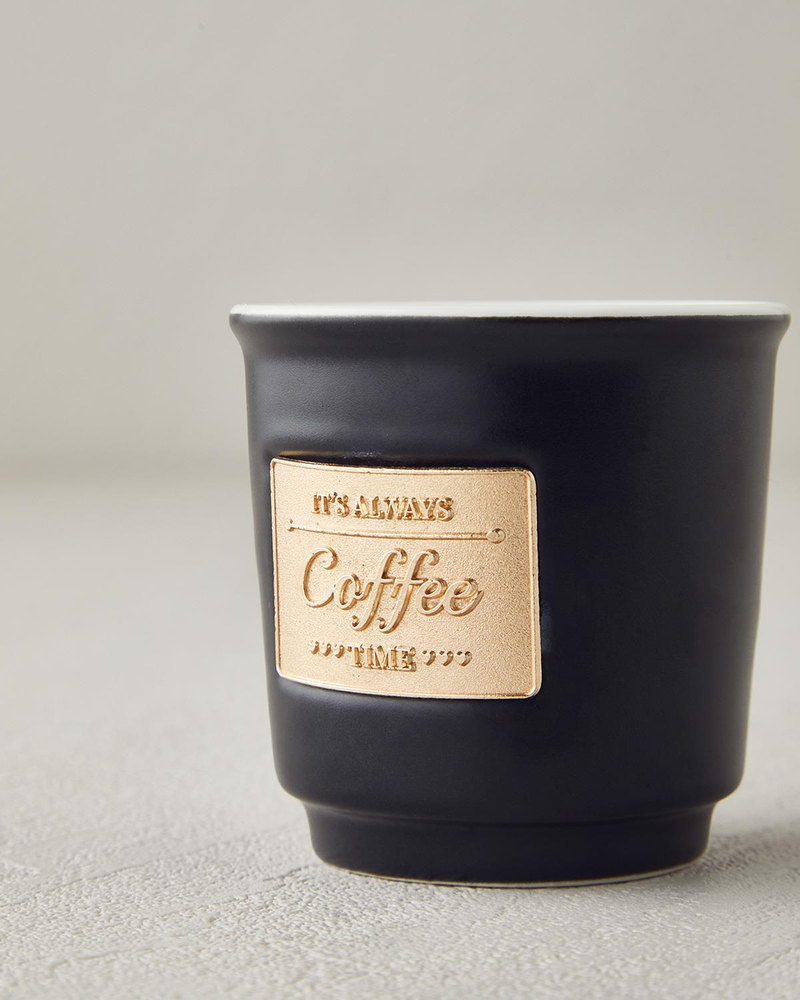 Goldy New Bone China Espresso Fincan 90 ml Siyah-Gold