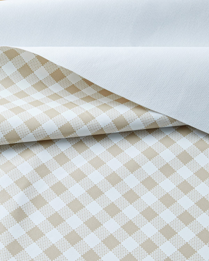 Gridlane Pvc Yuvarlak Masa Örtüsü 140 cm Bej