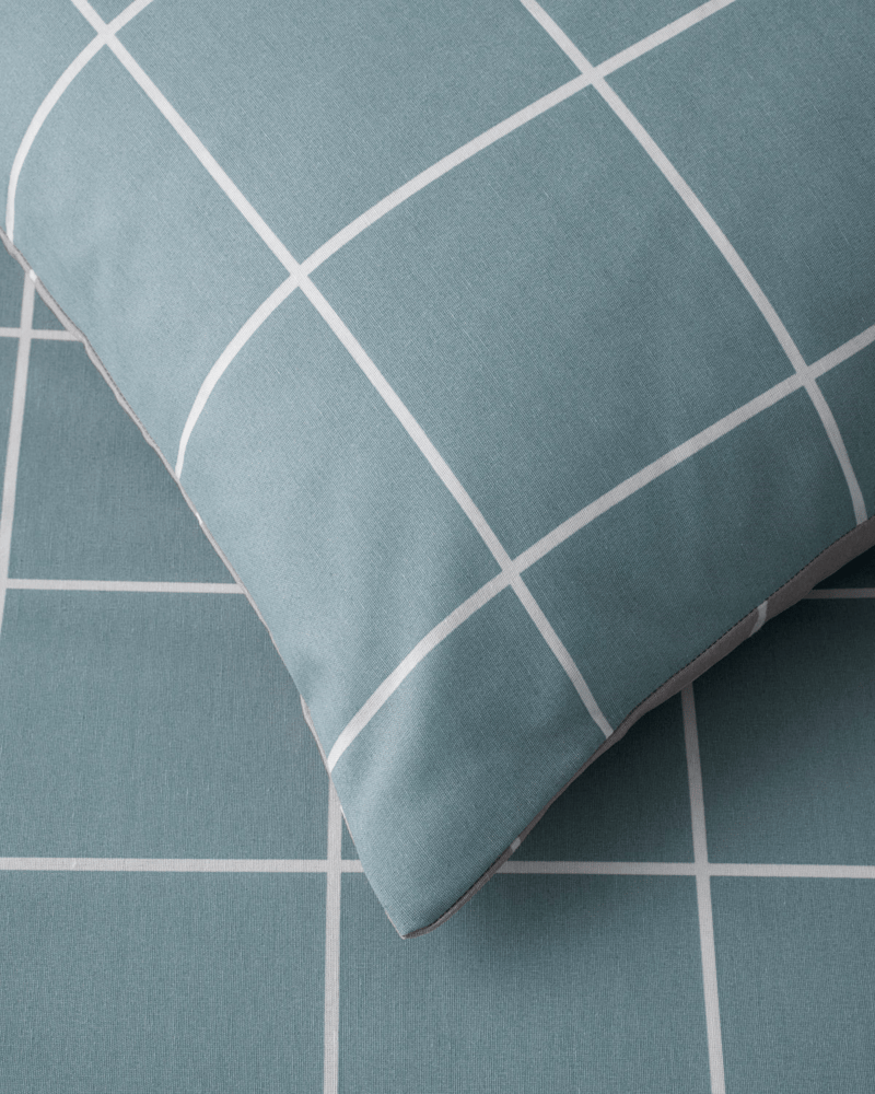 Gridline Kolay Ütülenir Çarşaflı Tek Kişilik Nevresim Takımı 160x220 cm Seledon-Mürdüm