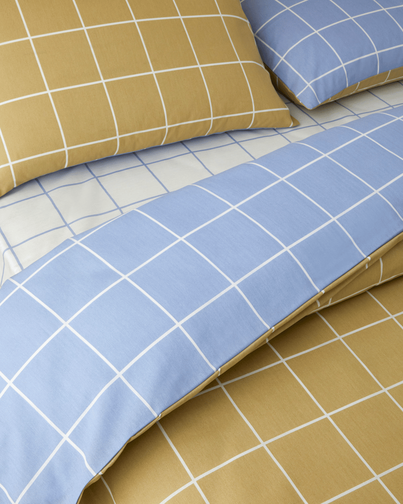 Gridline Kolay Ütülenir Çift Kişilik Nevresim Takımı 200x220 cm Yağ Yeşili- Mavi