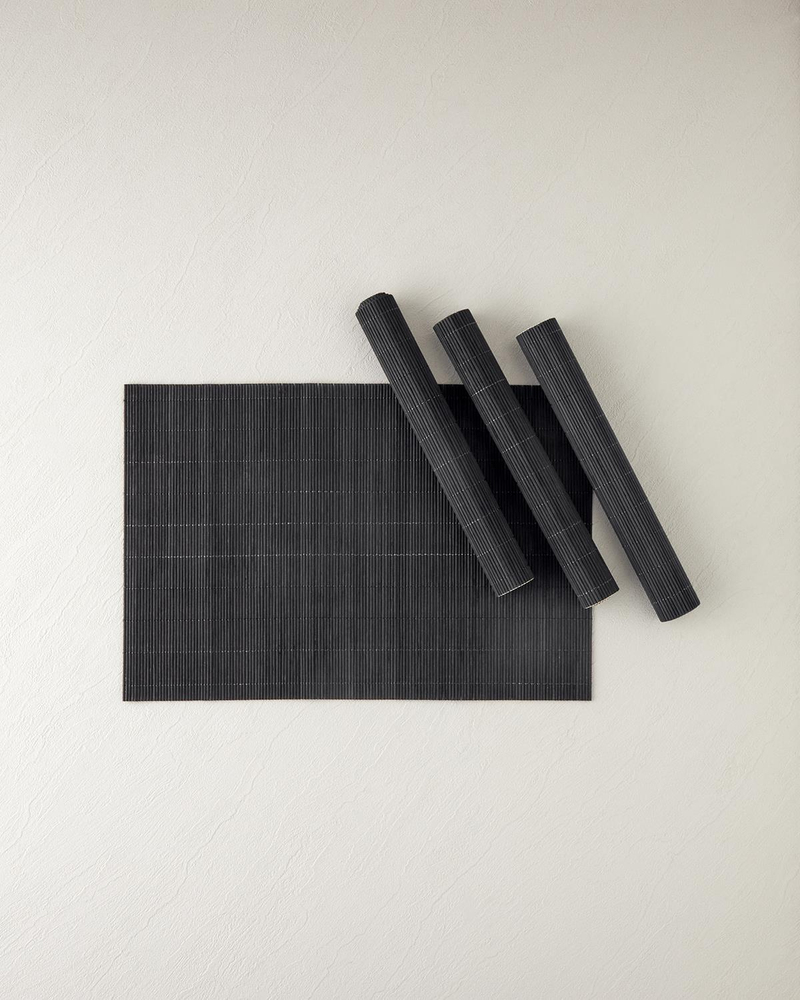 Grove Bambu 4'lü Amerikan Servis 30x45 cm Siyah
