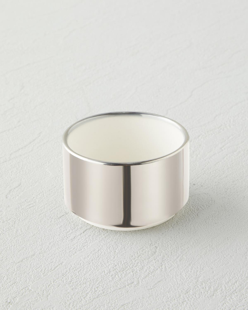 Harmony Silver Stoneware Tek Kişilik Kahve Sunum Seti 100 ml Beyaz-Silver