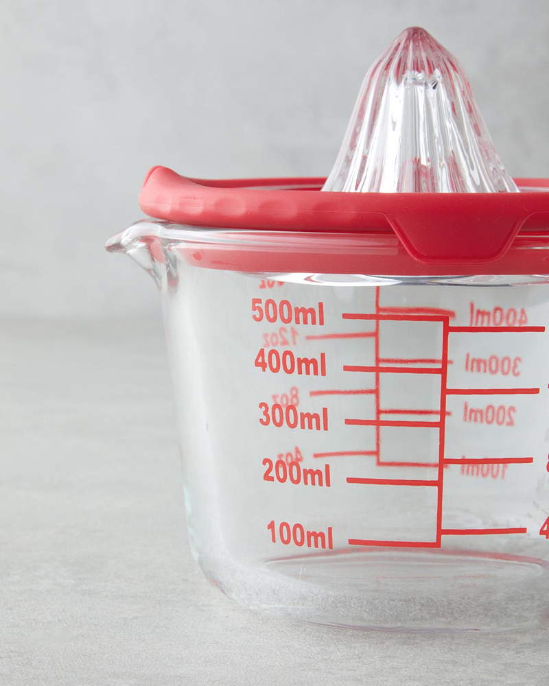 Hecha Cam Narenciye Sıkacaklı Ölçü Kabı Mutfak Gereci 500 ml Kırmızı