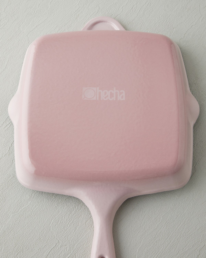 Hecha Demir Döküm Kare Grill Tava 26 cm Pembe