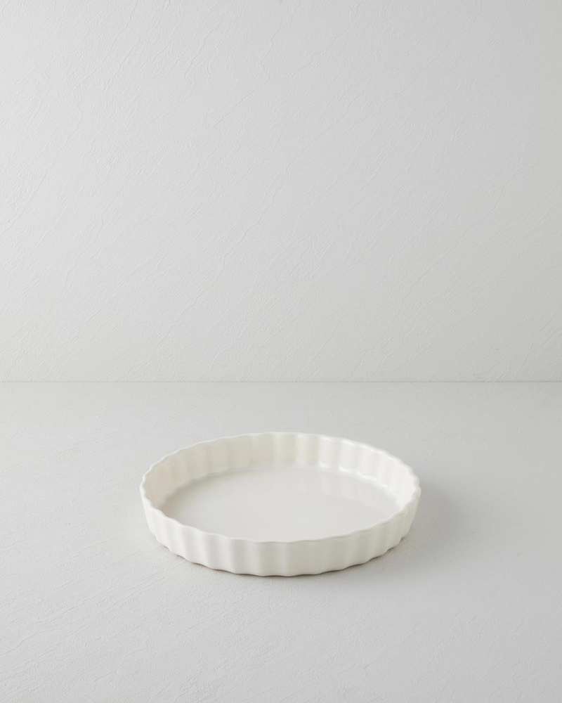 Hecha Seramik Tart Fırın Kabı 28 cm Krem