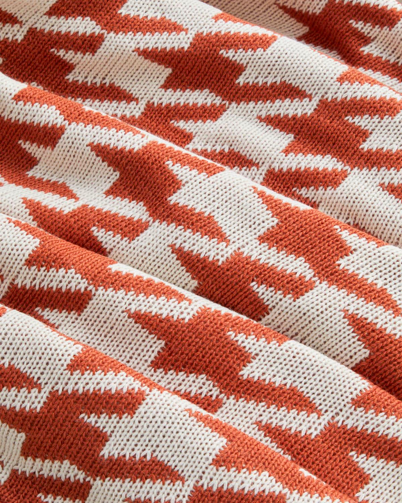 Houndstooth Koltuk Şalı 130x170 cm Turuncu