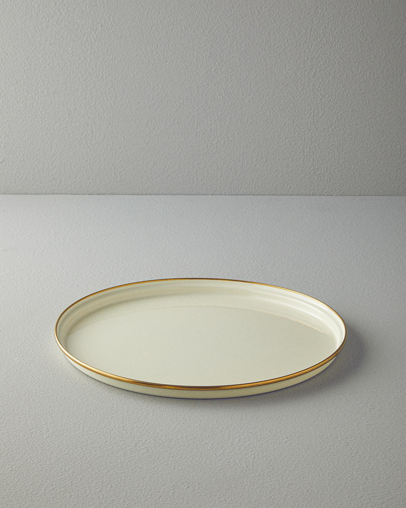 Isidora Emaye Yuvarlak Tepsi 31 cm Krem
