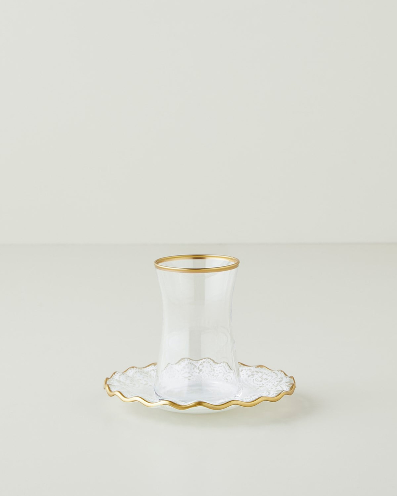 Laccy Cam 8 Parça 4 Kişilik Çay Seti 170 ml Gold