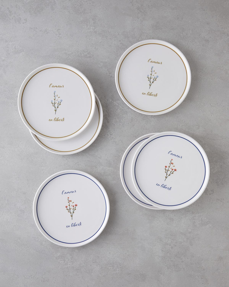 Lamour Seramik 6'lı Pasta Tabağı 20 cm Renkli