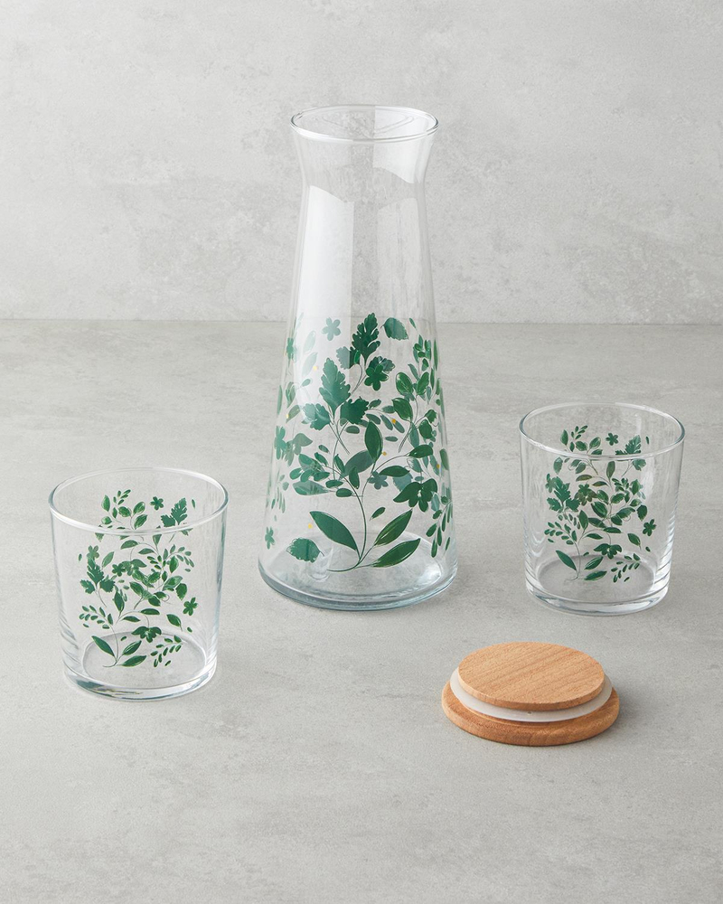 Leafscape Cam 3 Parça Su Takımı 1150 ml + 380 ml Yeşil