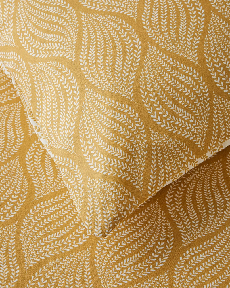 Leafy Braid Çift Kişilik Nevresim Takımı 200x220 cm Hardal