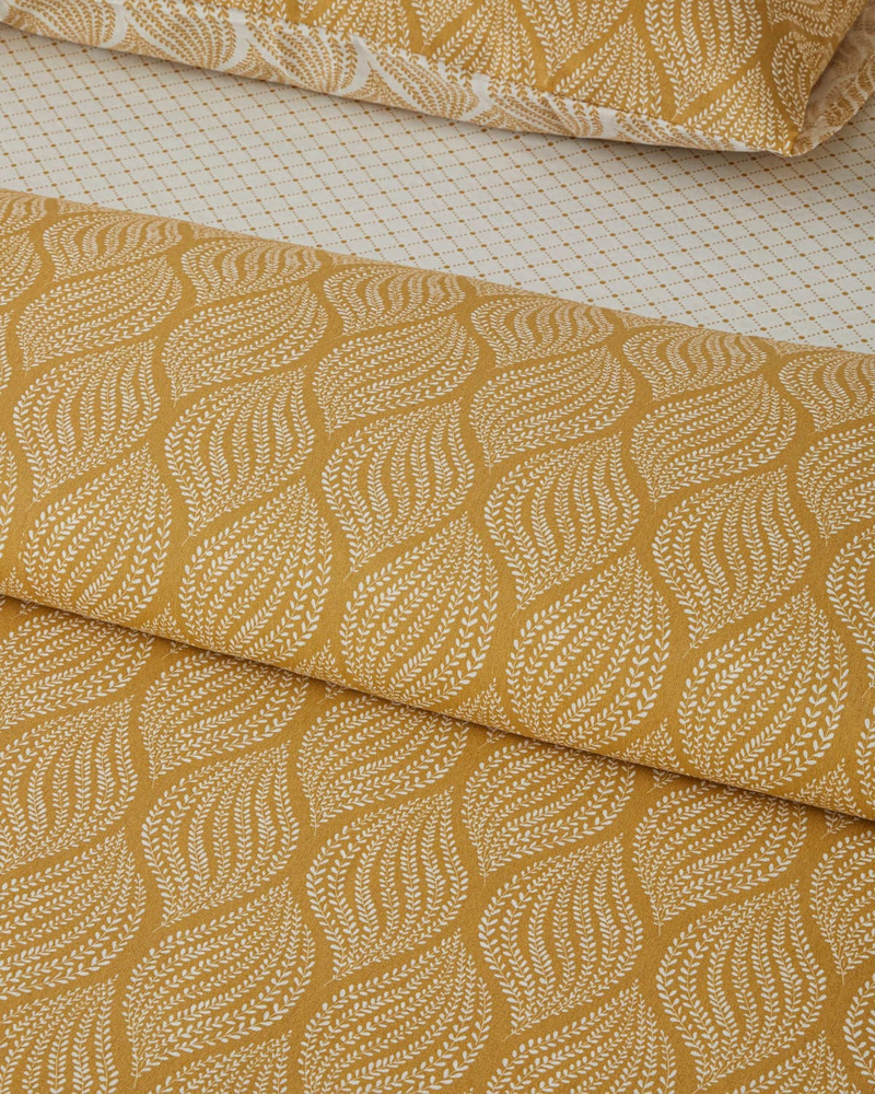 Leafy Braid Çift Kişilik Nevresim Takımı 200x220 cm Hardal