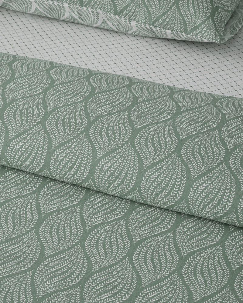 Leafy Braid Çift Kişilik Nevresim Takımı 200x220 cm Yeşil