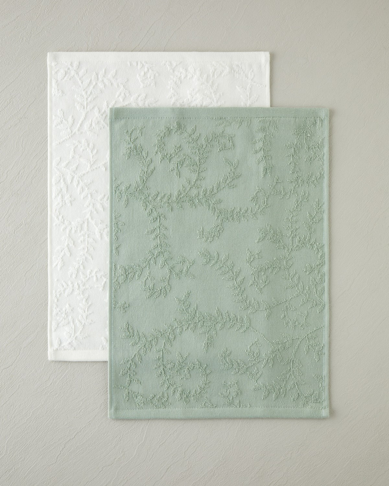 Leafy Touch Pamuk Jakarlı El Havlusu 30x40 cm Yeşil
