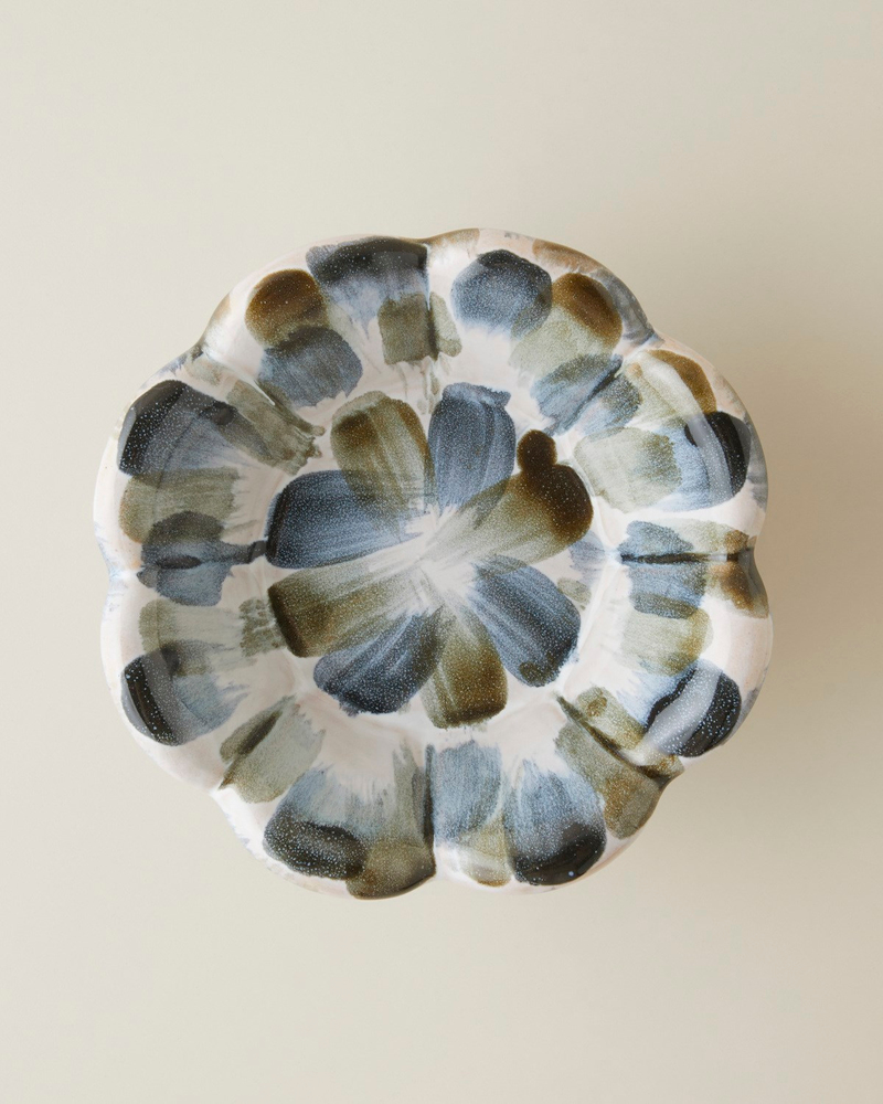 Leina Stoneware Dekoratif 14x14x11 cm Mavi-Beyaz