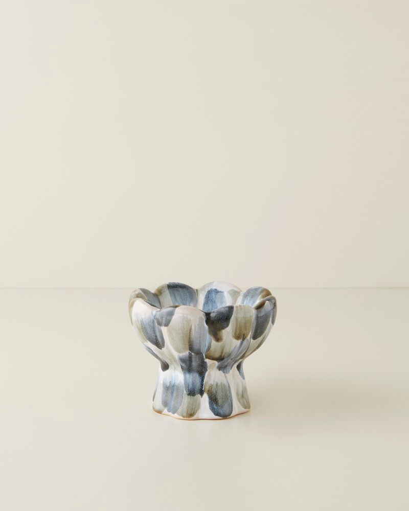 Leina Stoneware Dekoratif 14x14x11 cm Mavi-Beyaz