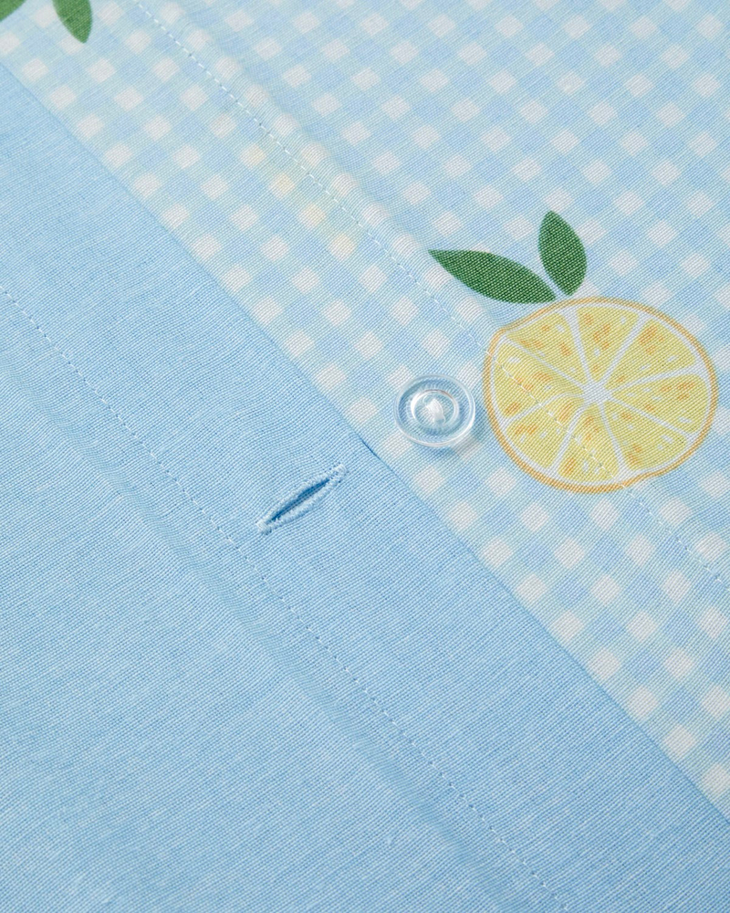 Lemon Breeze Kolay Ütülenir Çift Kişilik Nevresim Seti 200x220 cm Mavi-Sarı