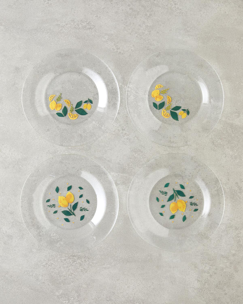 Lemon Cam 4'lü Pasta Tabağı 19 cm Sarı-Yeşil
