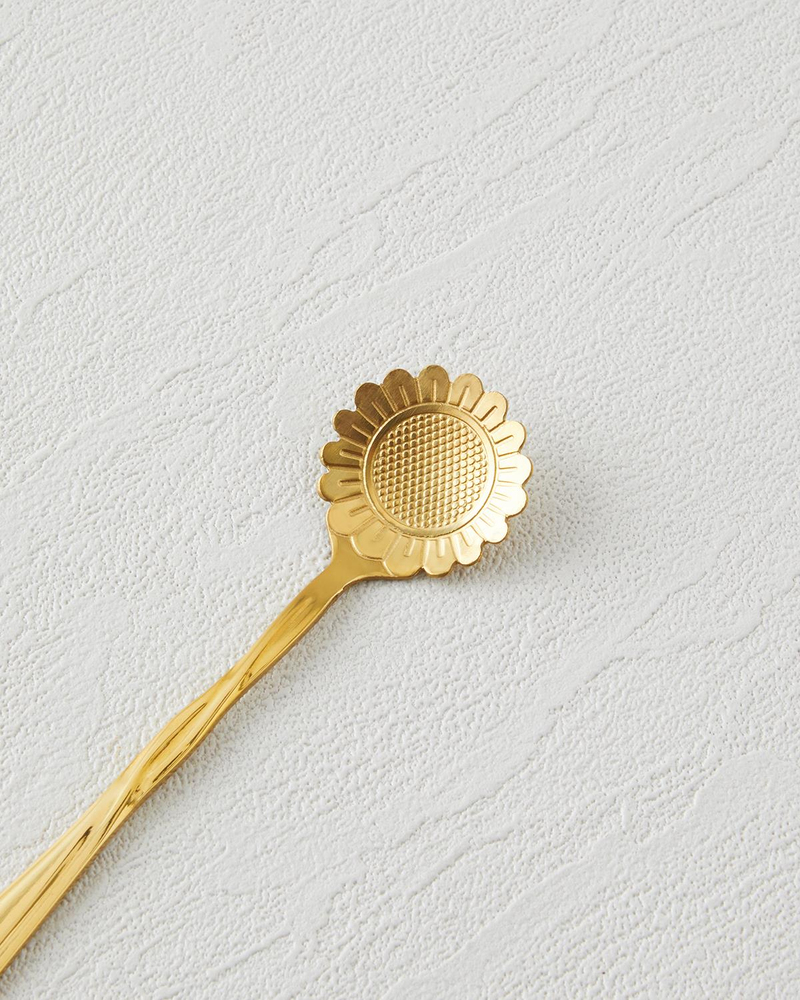Luxe Flora Paslanmaz Çelik Tatlı Kaşığı 4 Parça Gold