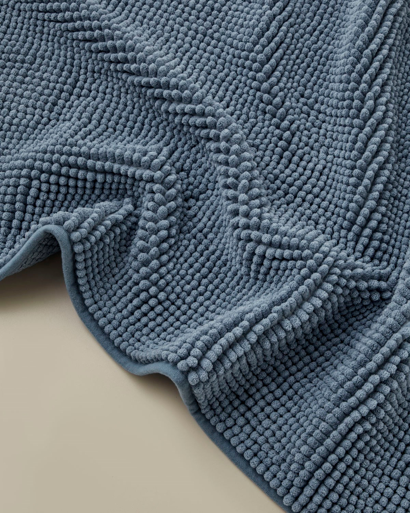 Macaroni Kaydırmaz Taban Banyo Paspası Seti 60x90 + 40x60 cm Mavi