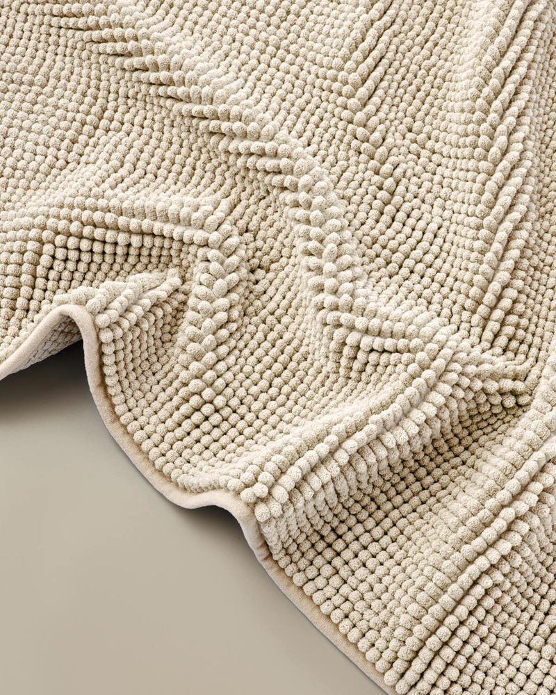 Macaroni Kaydırmaz Taban Banyo Paspası Seti 60x90 + 40x60 cm Bej