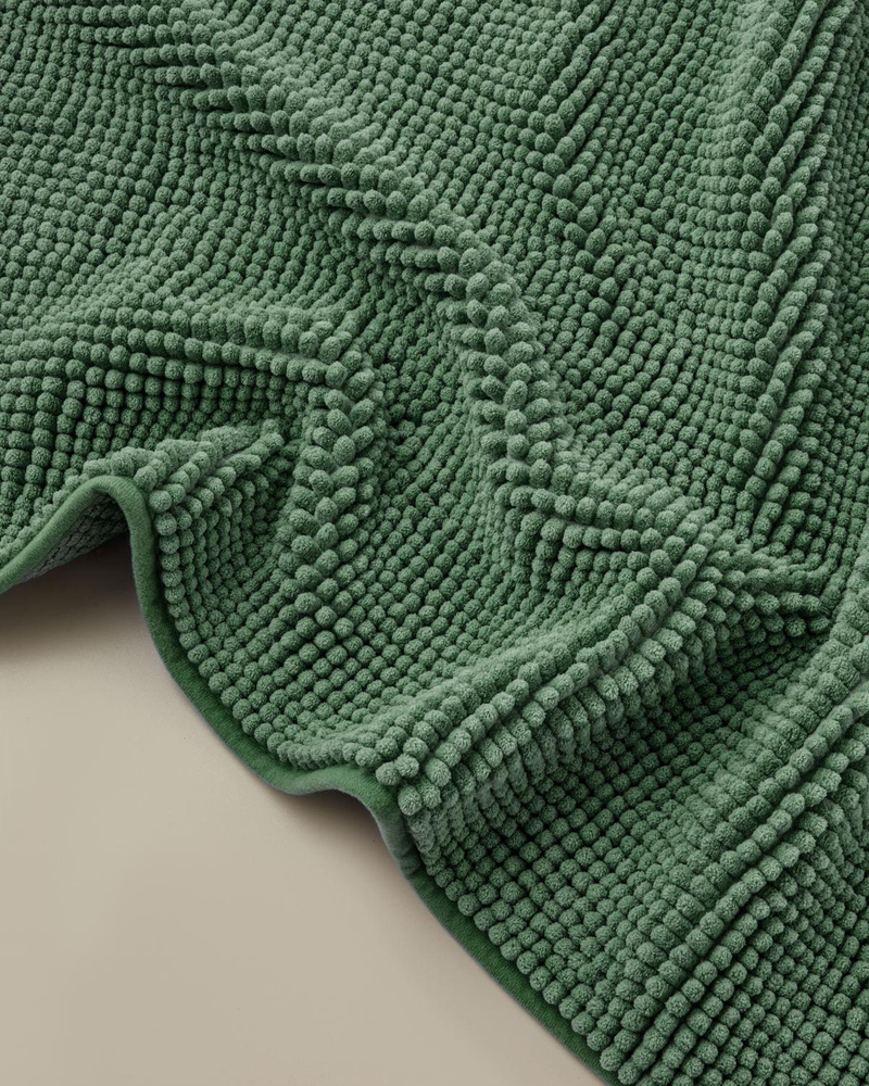 Macaroni Kaydırmaz Taban Banyo Paspası Seti 60x90 + 40x60 cm Yeşil