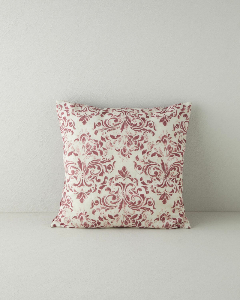 Marbling Dolgulu Kırlent 45x45 cm Bej – Bordo