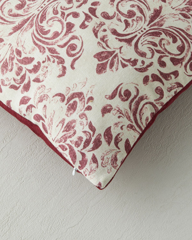 Marbling Dolgulu Kırlent 45x45 cm Bej – Bordo