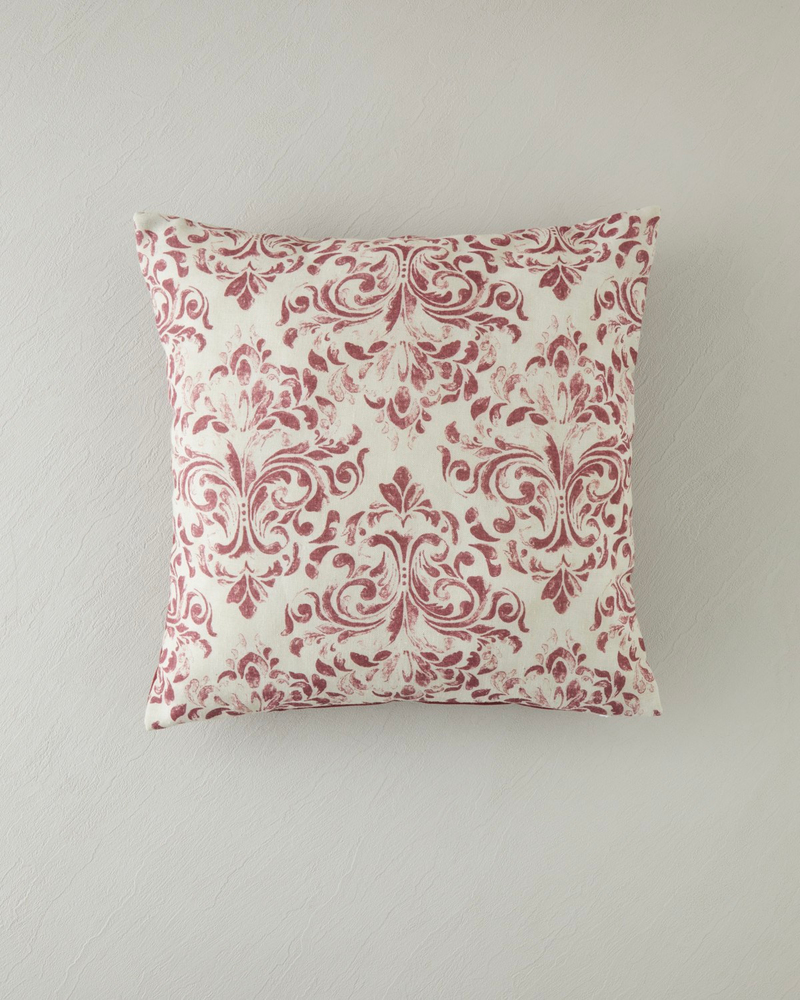 Marbling Dolgulu Kırlent 45x45 cm Bej – Bordo