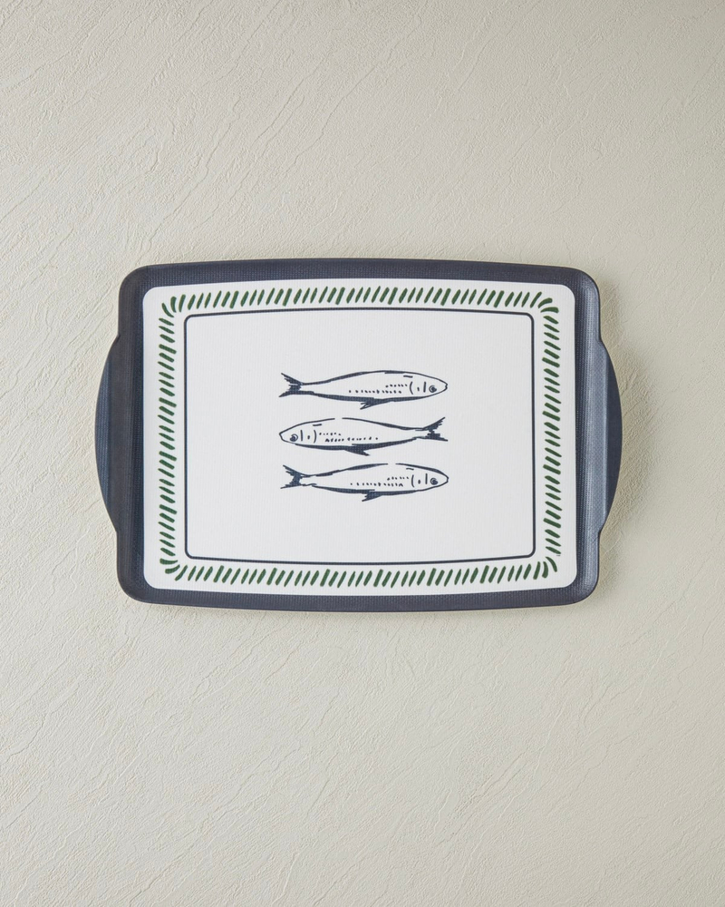 Maritime Melody Melamin Kaydırmaz Tepsi 25x38 cm Beyaz - Lacivert