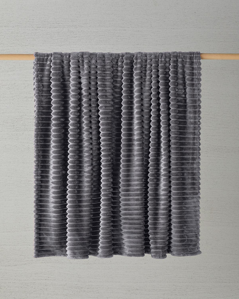 Modern Line Çizgili Super Soft Çift Kişilik Battaniye 200x220 cm Koyu Gri