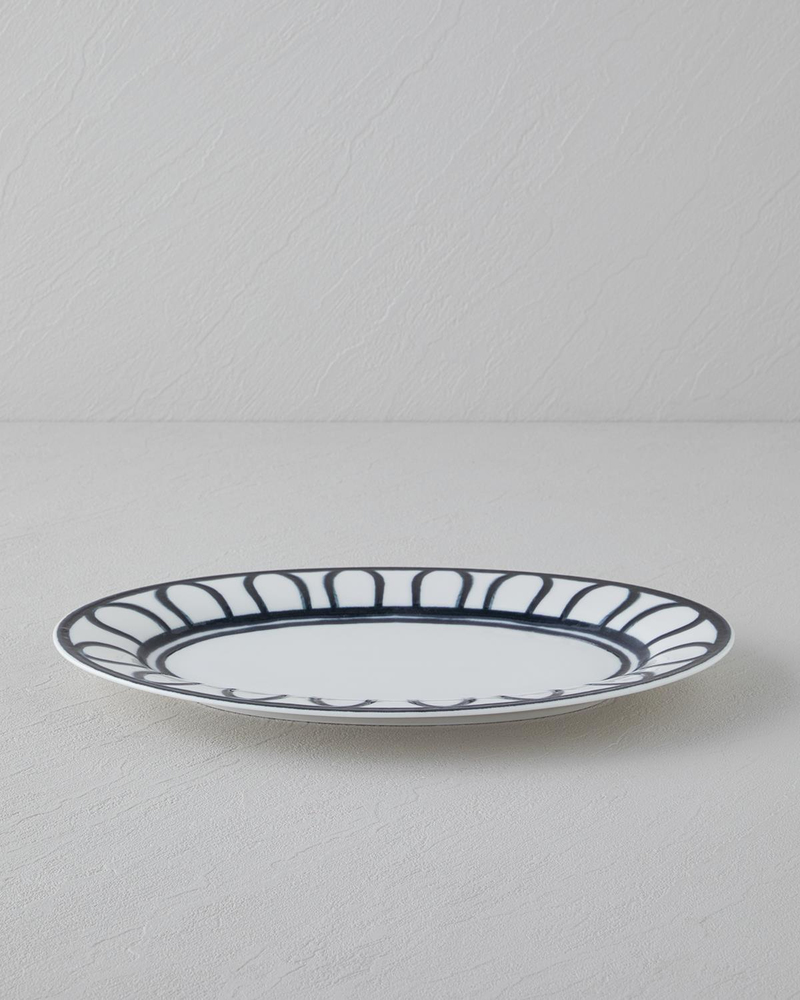 Monarch Porselen Kayık Tabak 30 cm Siyah - Beyaz