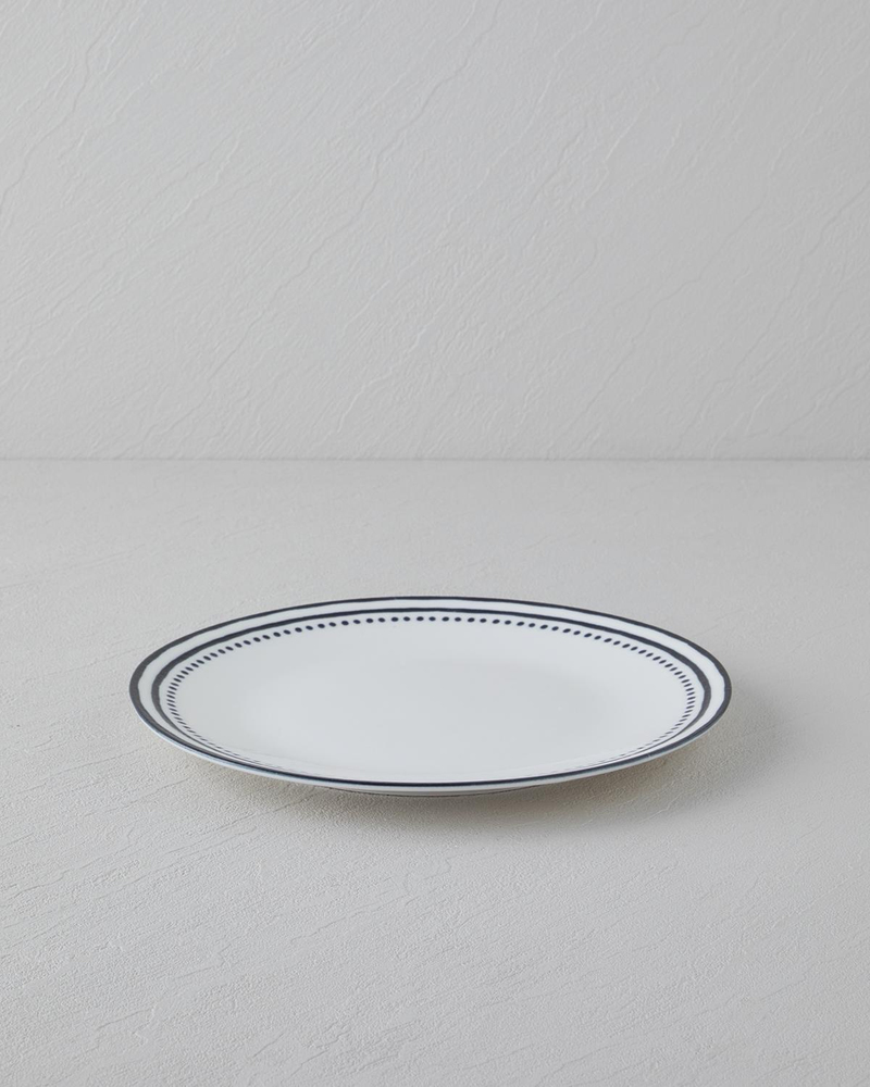 Monarch Porselen Servis Tabağı 25 cm Siyah - Beyaz