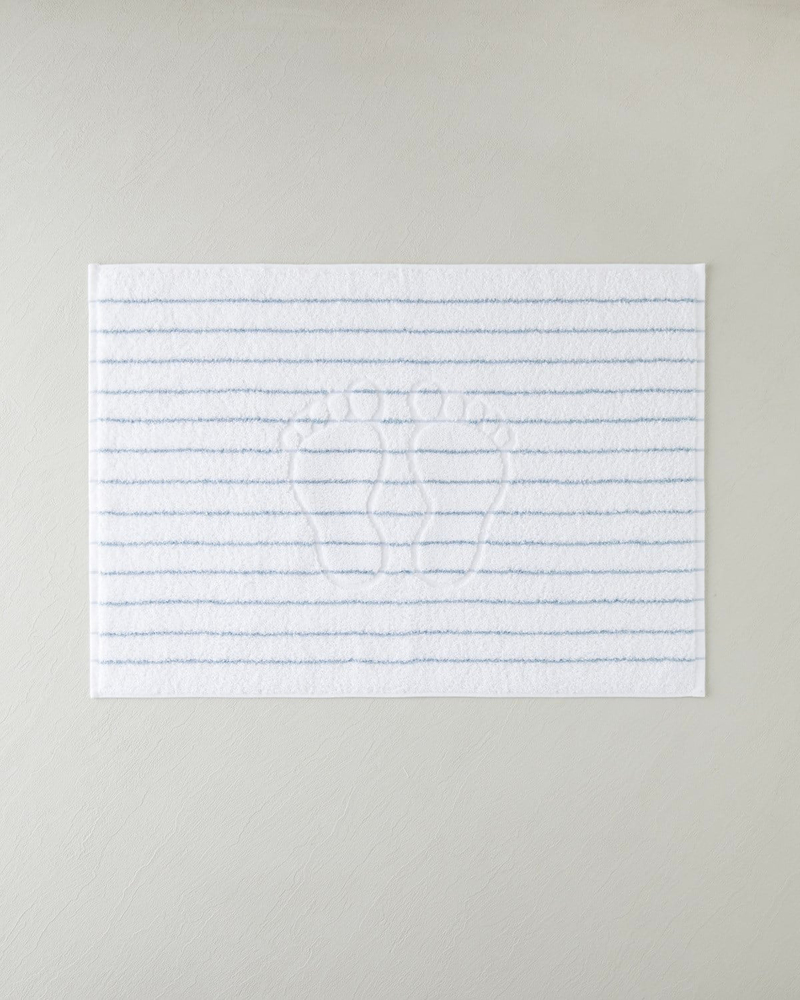 Mono Stripe Pamuk Ayak Havlusu 50x70 cm Beyaz - Mavi