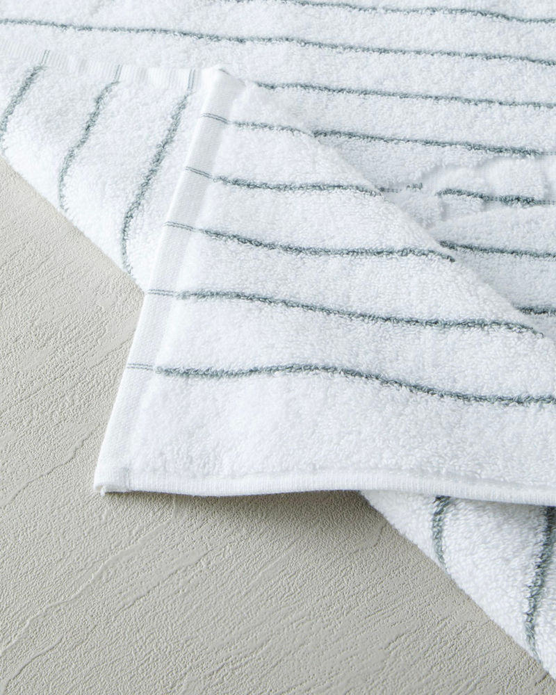 Mono Stripe Pamuk Ayak Havlusu 50x70 cm Beyaz - Gri