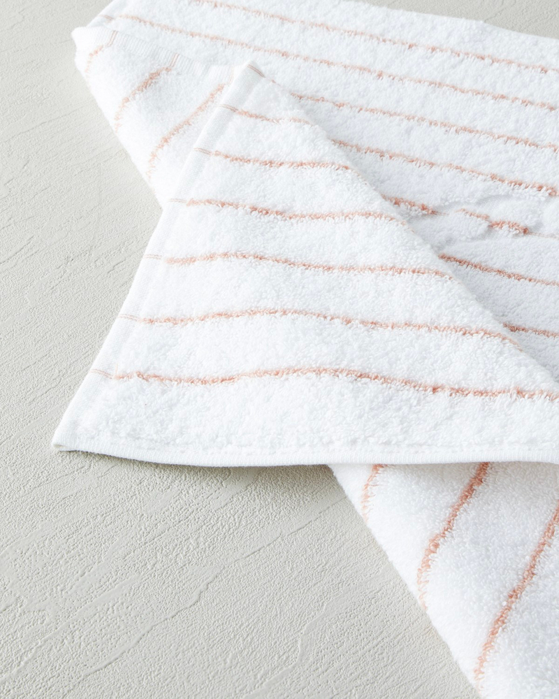Mono Stripe Pamuk Ayak Havlusu 50x70 cm Beyaz - Pembe
