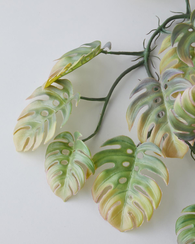 Monstera Leaf Tek Dal Yapay Çiçek 110 cm Yeşil-mor