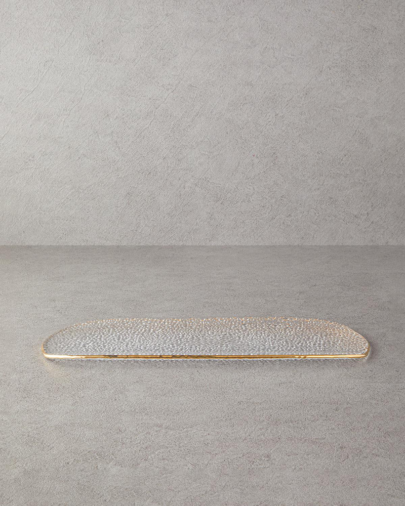 Myla Cam Kayık Tabak 47x17 cm Gold
