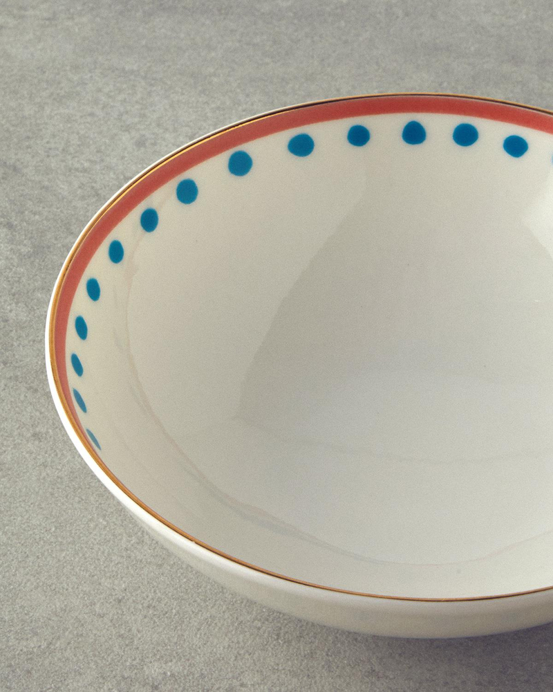 Orange Carny Bone Porselen Kase 15 cm Turuncu-Mavi