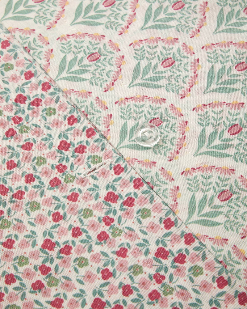 Ornament Petal Kolay Ütülenir Tek Kişilik Nevresim Seti 160x220 cm Pembe - Yeşil