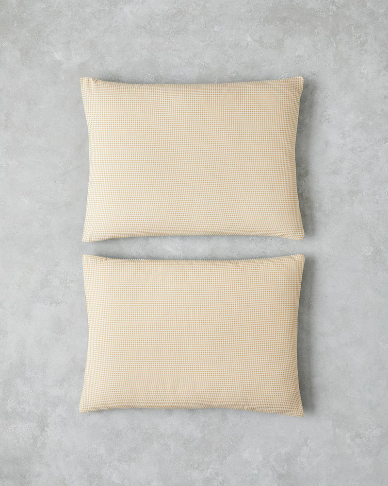 Petit Check Pamuklu 2'li Yastık Kılıfı 50x70 cm Sarı-Yeşil