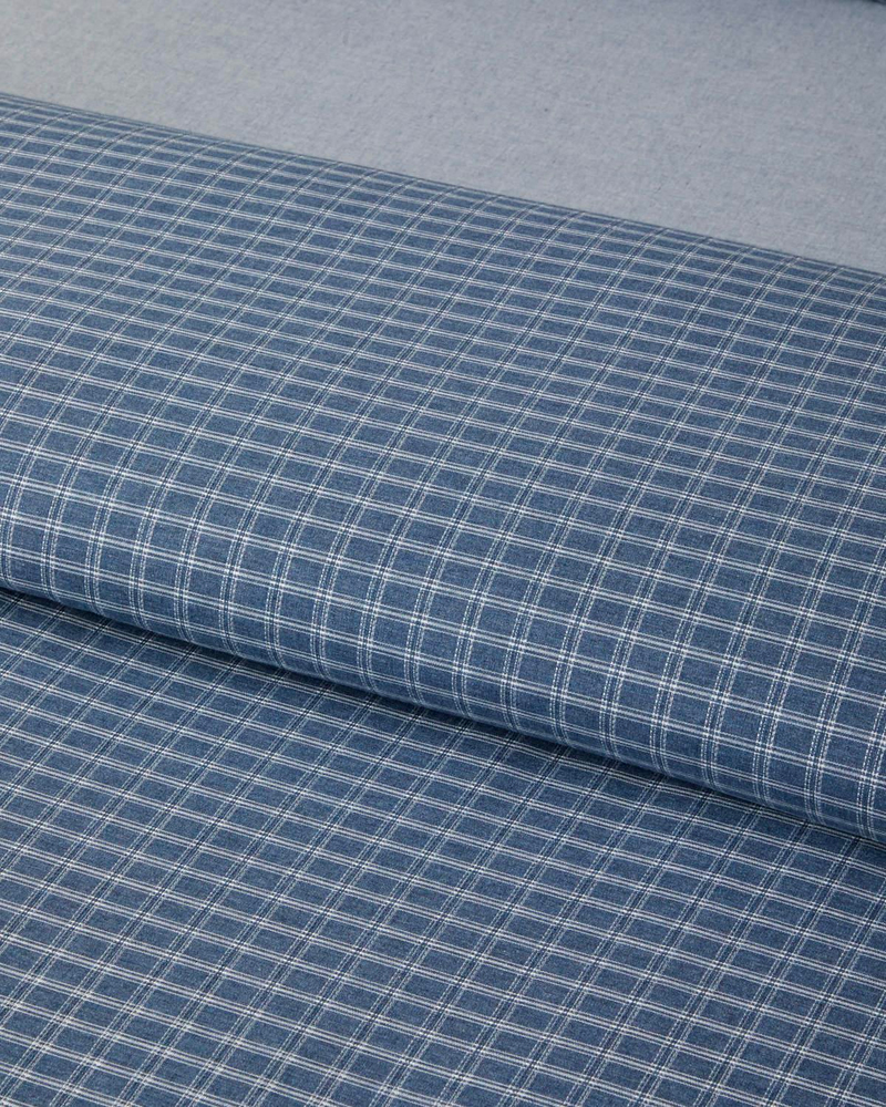 Pincheck İpliği Boyalı Çift Kişilik Nevresim Takımı 200x220 cm Mavi
