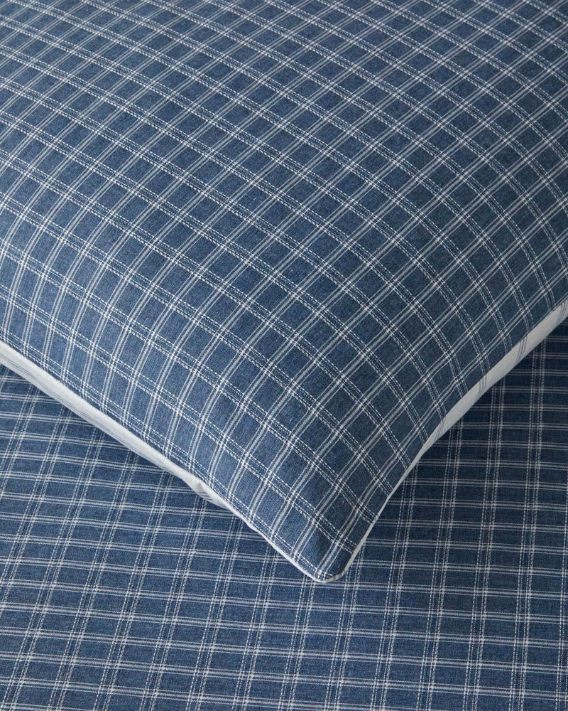 Pincheck İpliği Boyalı Çift Kişilik Nevresim Takımı 200x220 cm Mavi