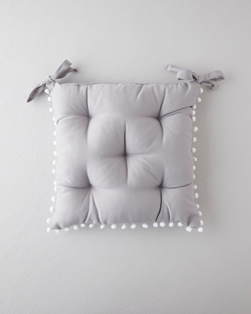 Ponponlu Sandalye Minderi 40x40 cm Antrasit