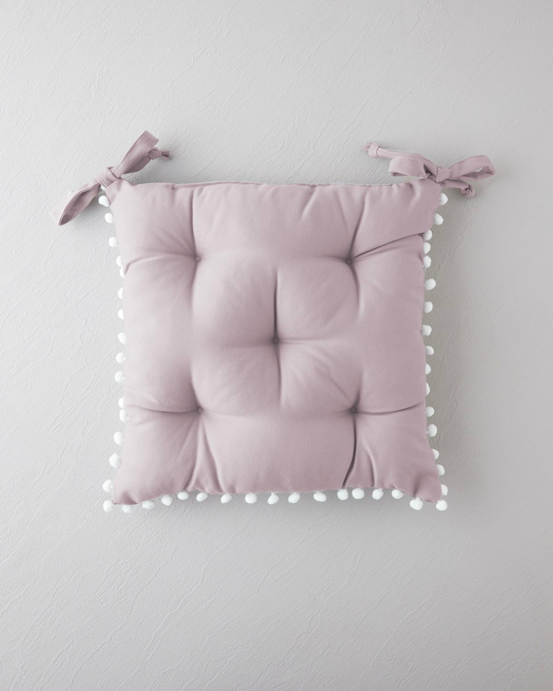 Ponponlu Sandalye Minderi 40x40 cm Pudra