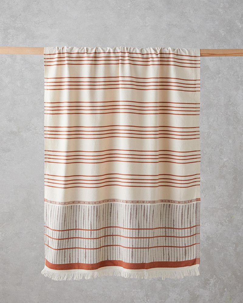 Pure Natural Pamuklu Peştamal 90x150 cm Açık Bej-Kiremit