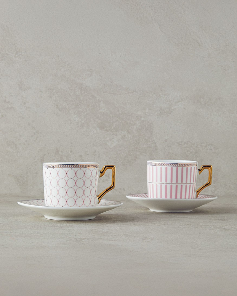 Rabecca New Bone China Kahve Fincan Takımı 4 Parça 2 Kişilik Pembe