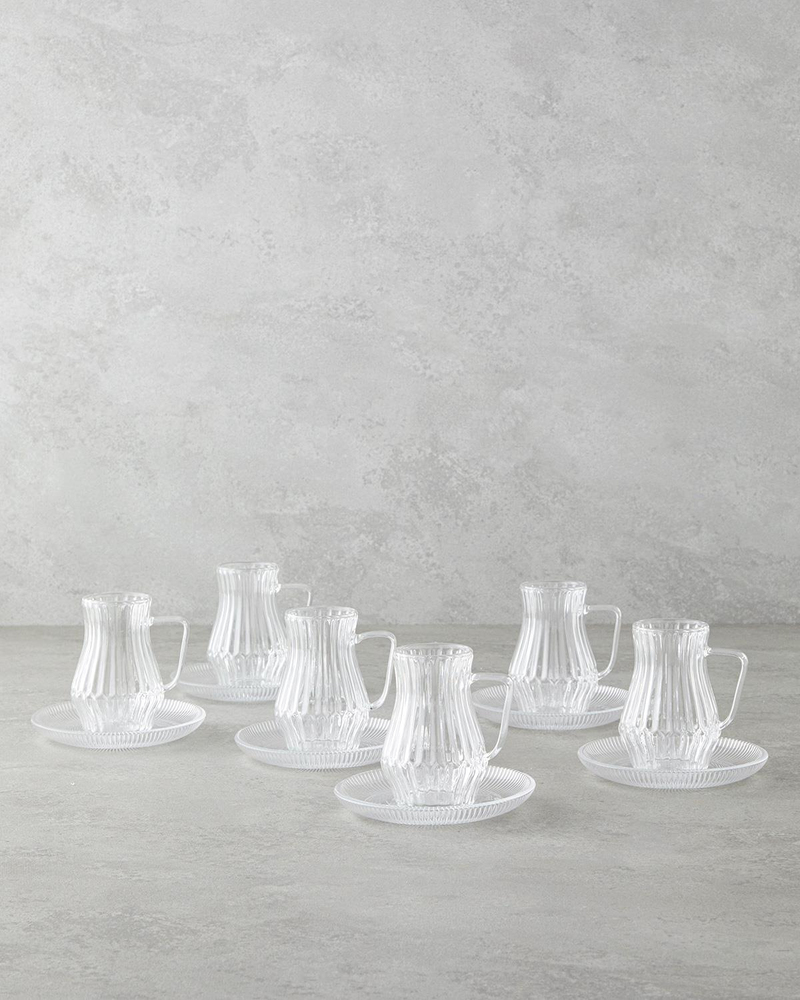 Rachel Cam 12 Parça 6 Kişilik Çay Seti 135 ml Şeffaf