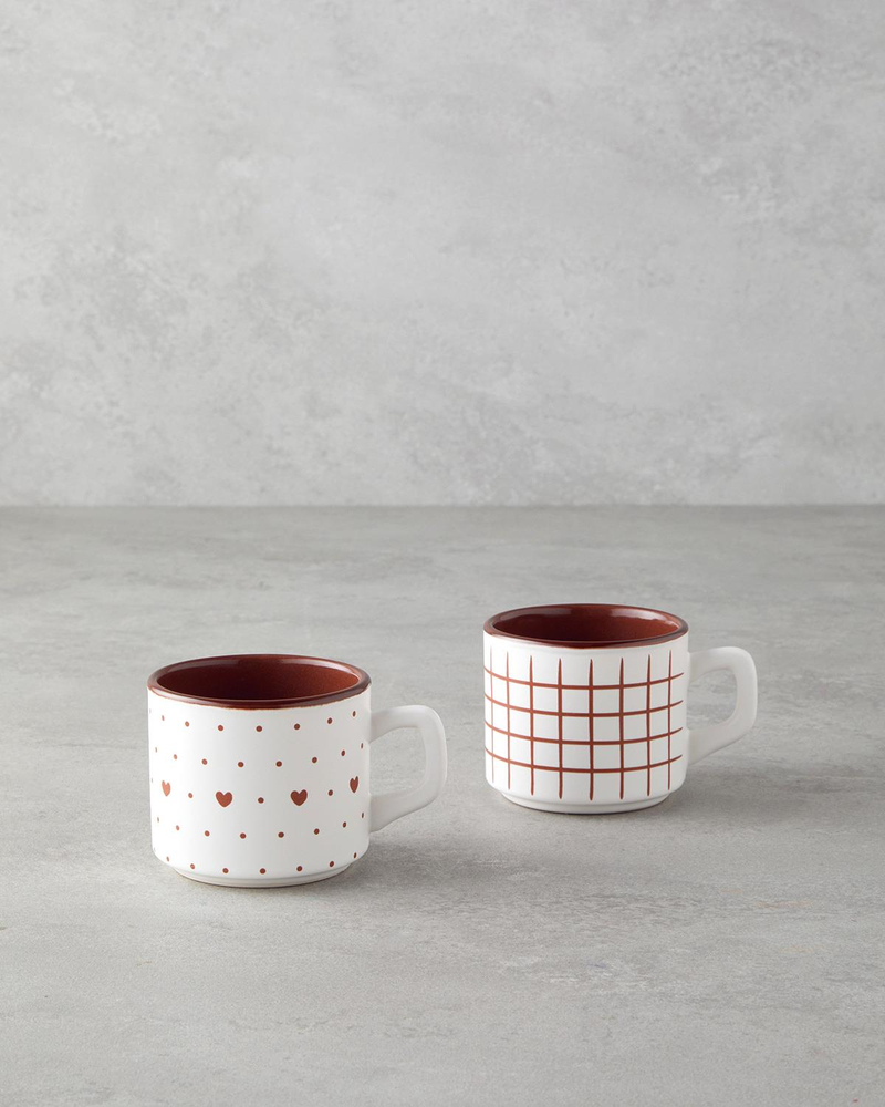 Remixy Seramik 2'li Çay Fincanı Takımı 184 ml Bordo