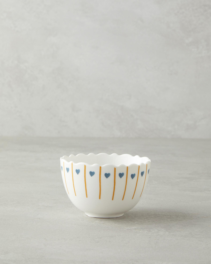 Retro Hearty New Bone China Kase 10 cm Beyaz - Mavi
